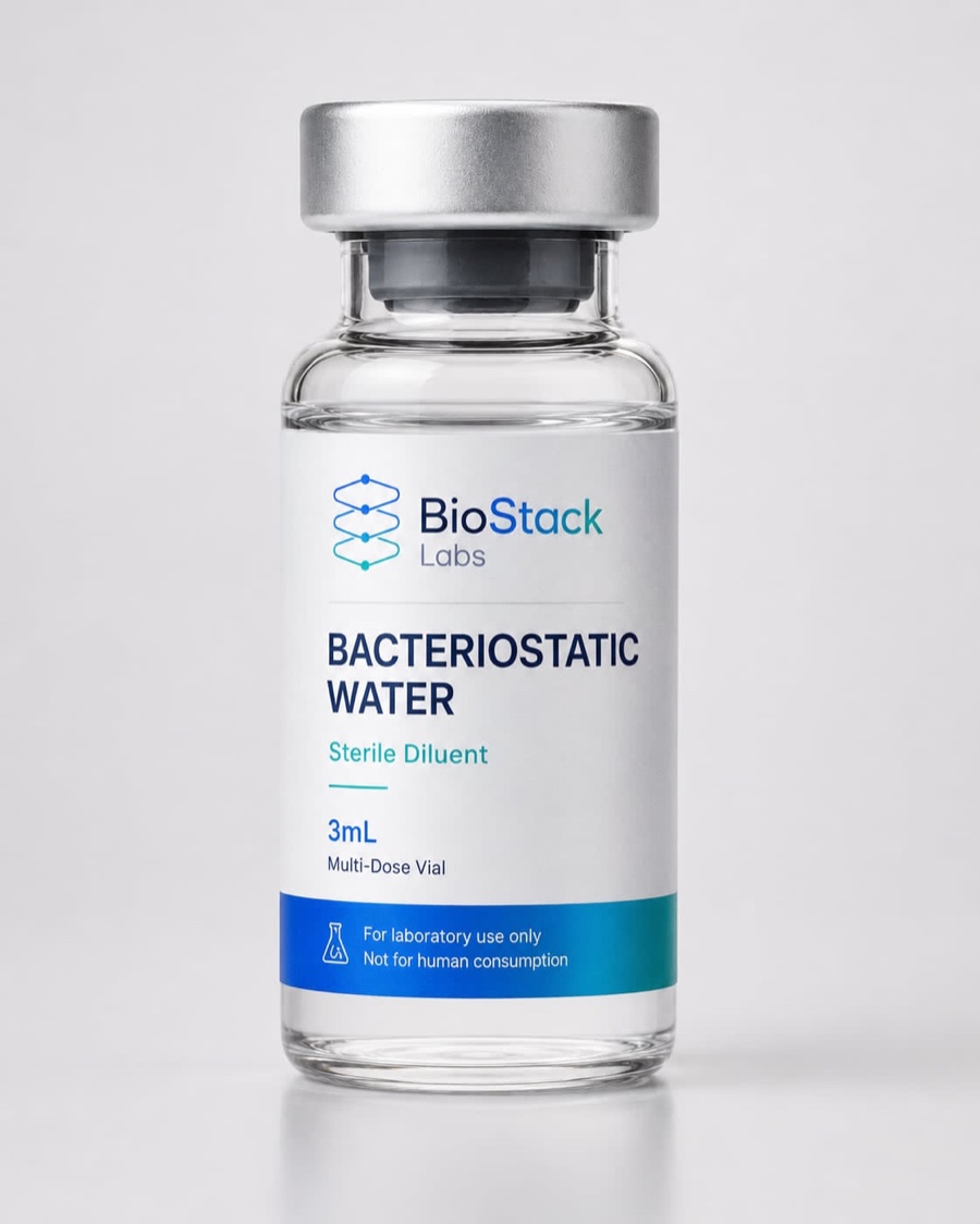 BioStack Labs bacteriostatic water, 3mL sterile diluent multi-dose vial.